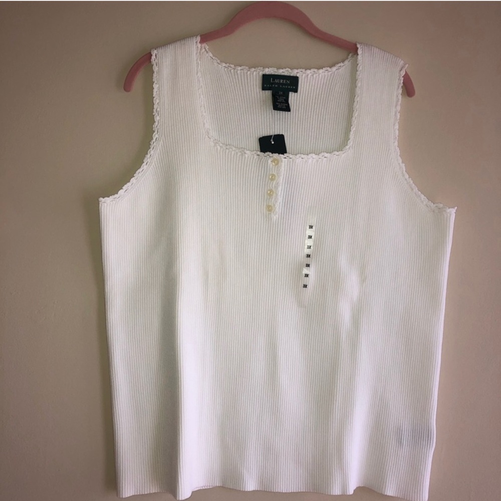 Ralph Lauren Women Plus Sz White Sleeveless Top